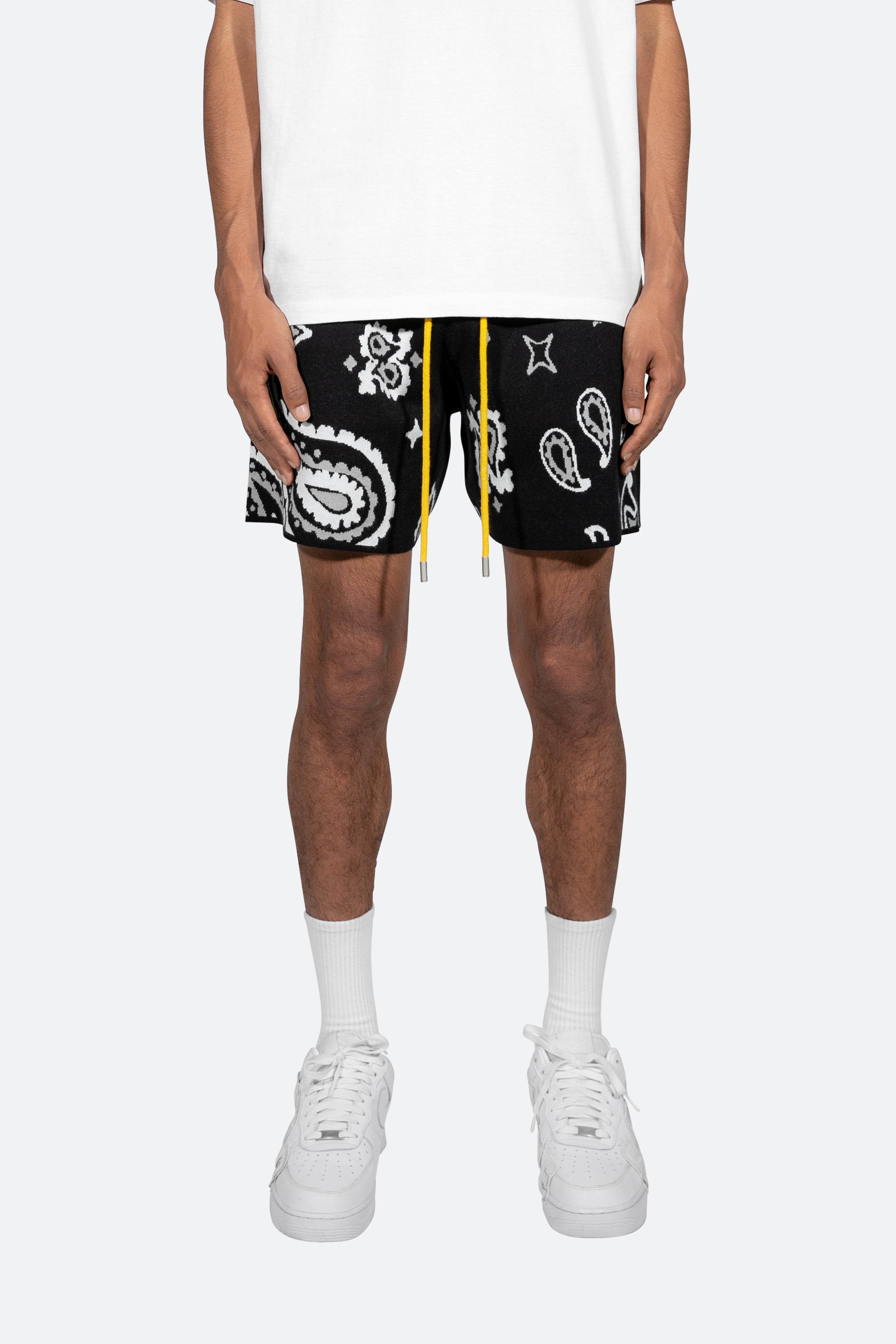 Paisley Knit Shorts - Black