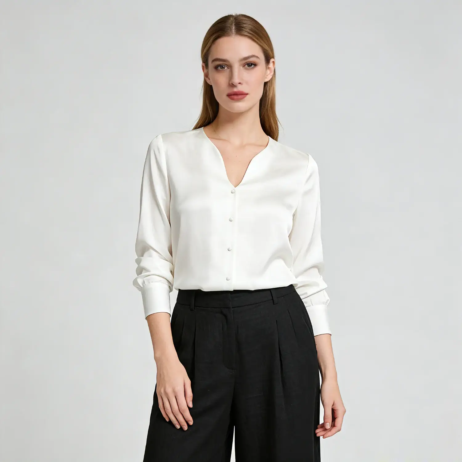 Elegant Silk Shirt with Fashionable Long Sleeves