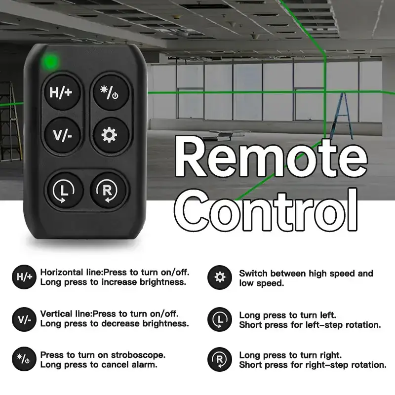 12-Line Green Laser Level 3x360° Self-Leveling Remote Control Dual Batteries Full Accessories for Tile Cabinet Home Improvement Greenish