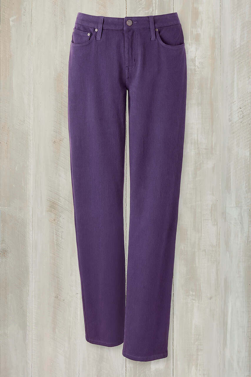 Knit Denim High Rise Straight-Leg Jeans