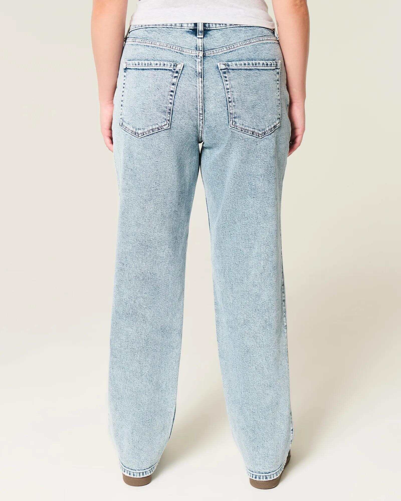 High-Rise Washed Black Straight Jeans