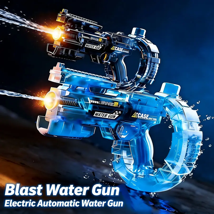 LED Electric Water Blaster with Space Energy Ring Design, High-pressure & Long-range, Large Capacit【Safe & Harmless Water Gun Toy】