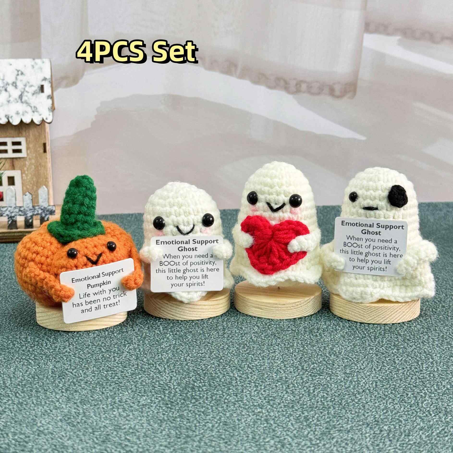 Halloween Crochet Ghost with Pumpkin-Emotional Support Gift