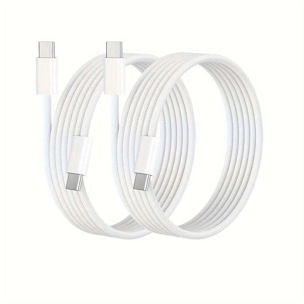 2pcs 60W USB-C to USB-C fast charging cable, 3-foot durable nylon braided flat data cable, suitable for iPhone 15/ Samsung/ Oppo/ Vivo/ Redmi and various Type-C interface products, high-speed transmission and fast charging, Type-C interface