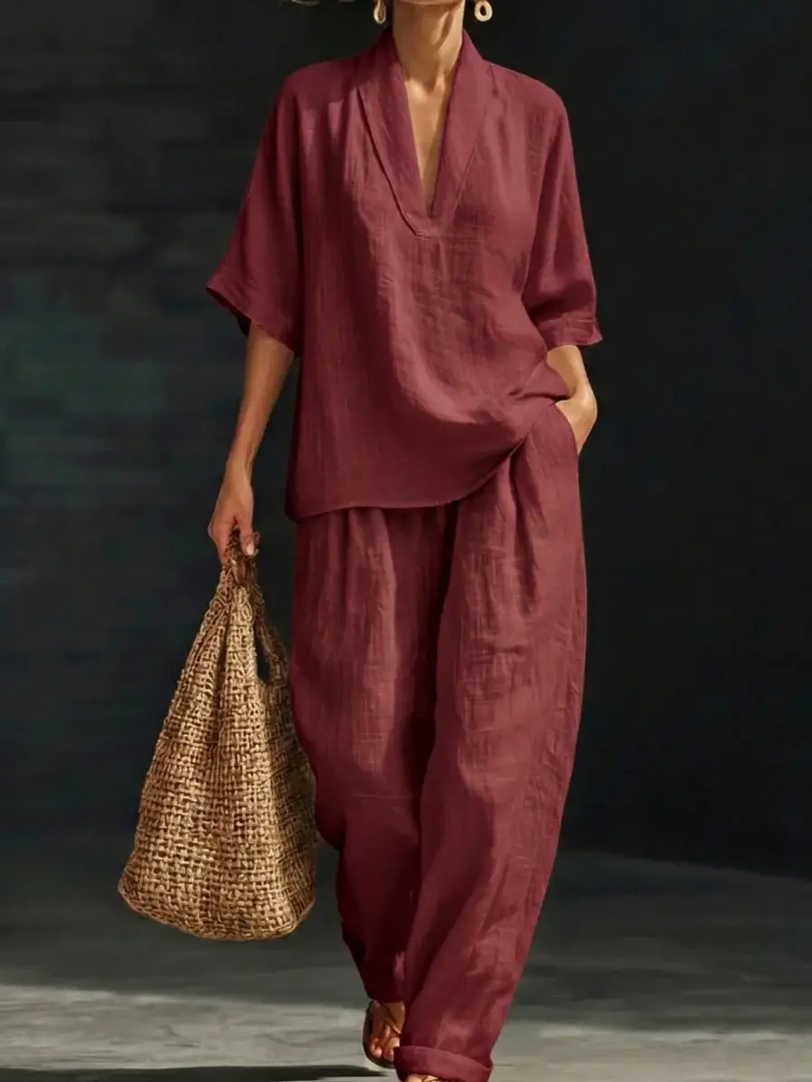 🔥Summer Arrivals🌟Casual And Cozy Minimalist Linen Two-piece Set