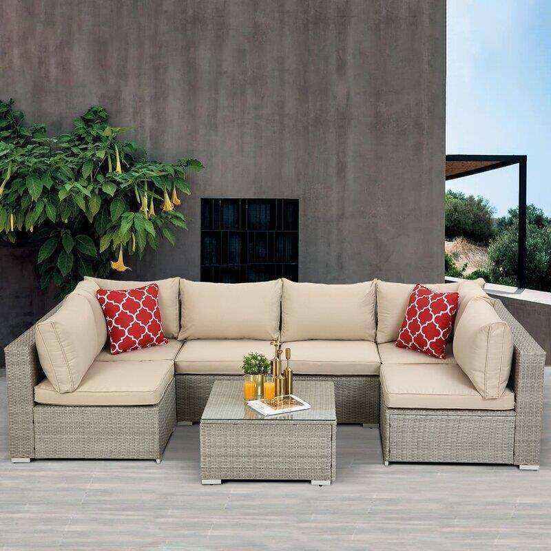 Polla Wicker/Rattan 4 - Person Seating Group with Cushions