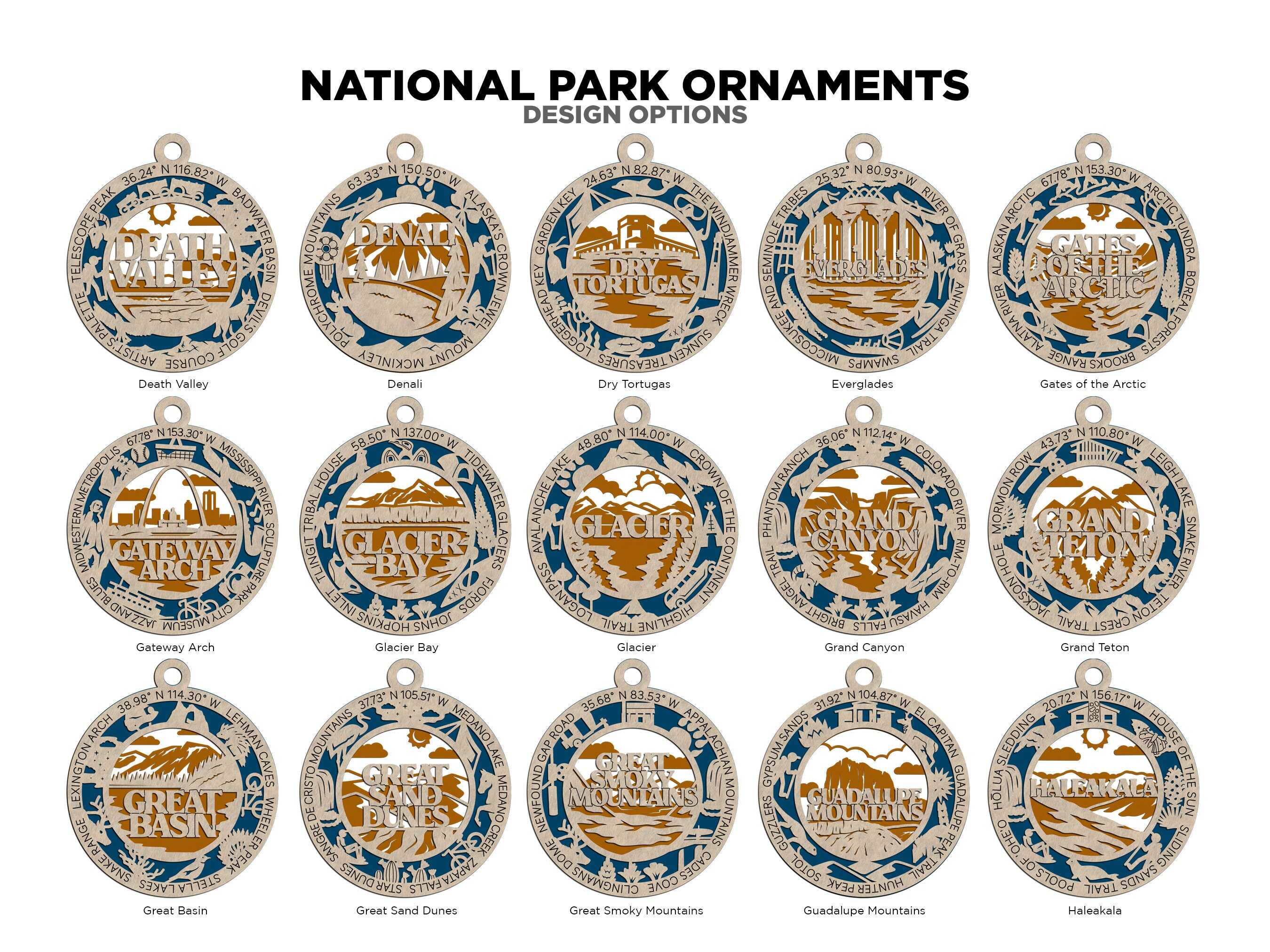 🎄U.S. National Park Icons Christmas Ornament-All 63 National Parks