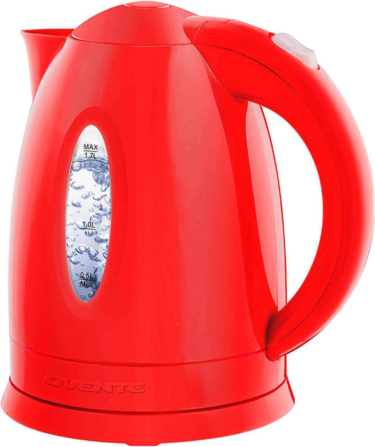 OVENTE Electric Kettle Hot Water Heater 1.7 Liter - BPA Free Fast Boiling Cordless Water Warmer - Auto Shut Off Instant Water Boiler for Coffee & Tea Pot - White KP72W
