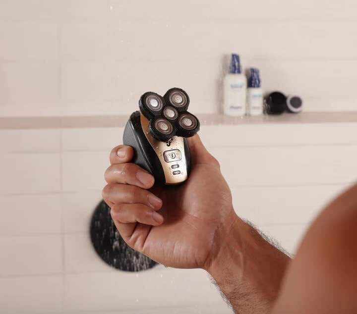 FlexSeries Shaving Kit - Head Shaver for Bald Men, Wet & Dry Electric Skull Shaver, Waterproof Rotary Blades, Cordless, Rechargeable, Includes Clippers, Guards, Nose/Ear Trimmer from Freebird