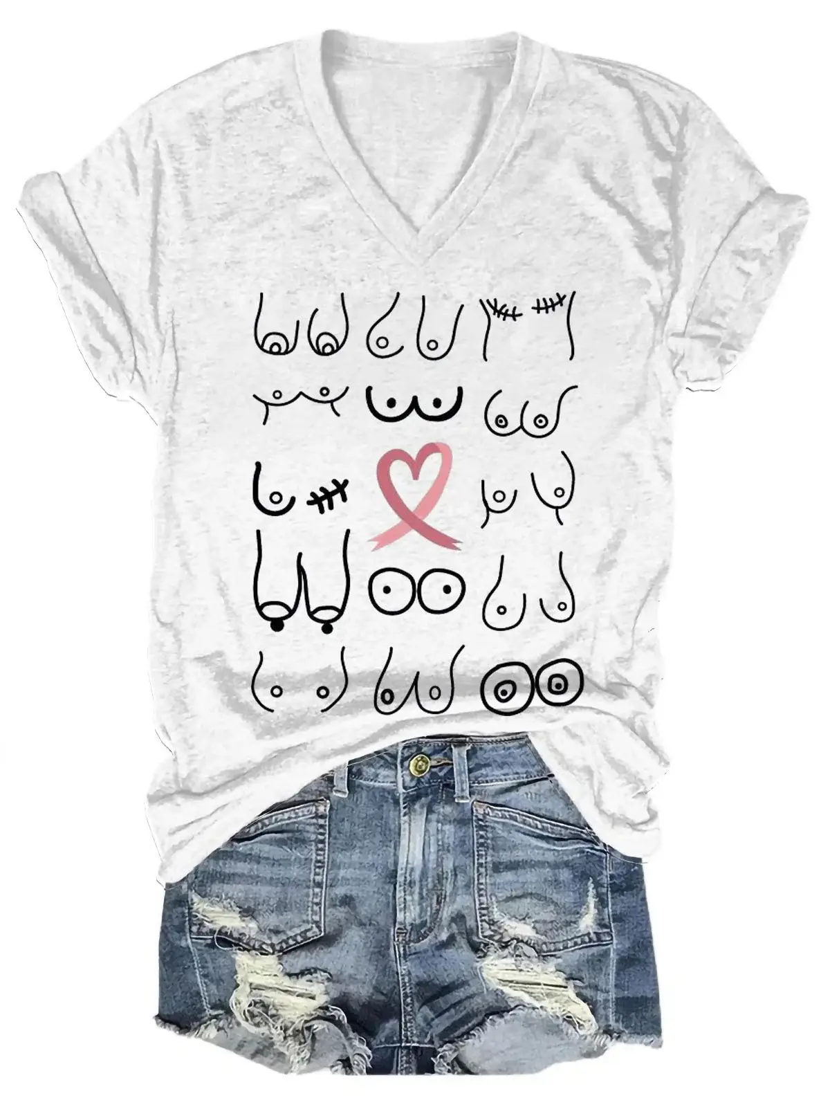 Breast Cancer Awareness Art Casual T-shirt