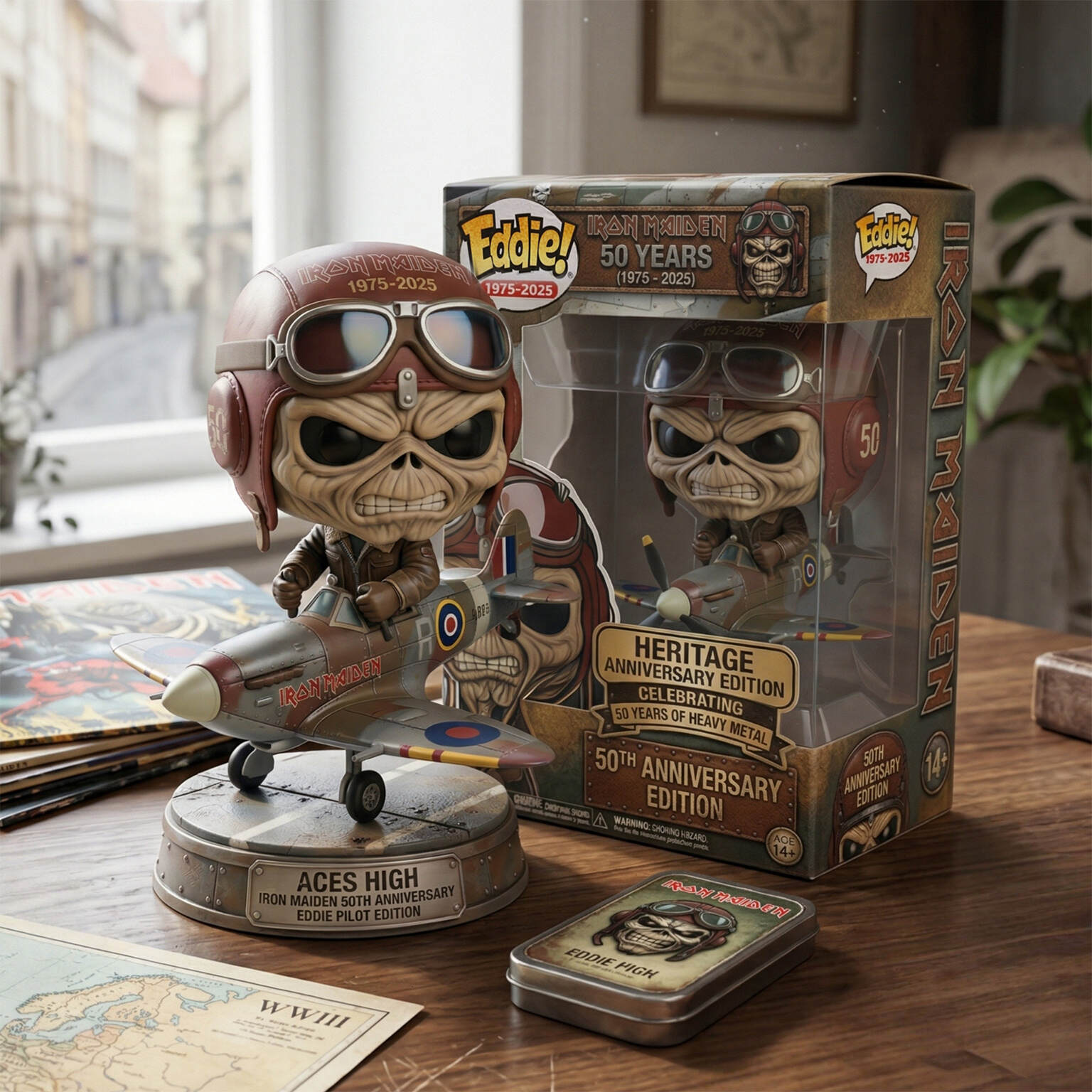 🎁Iron Maiden Aces High 50th Anniversary Eddie Pilot Funko Pop!