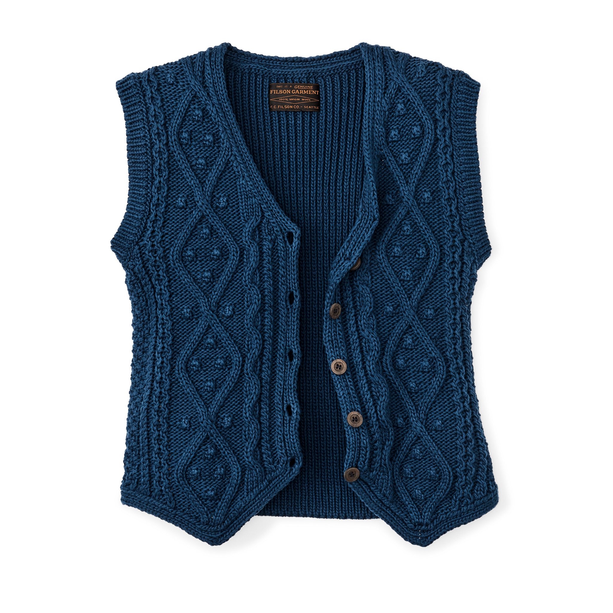 Women's Rustic Cable Knit Vest - Deep Blue