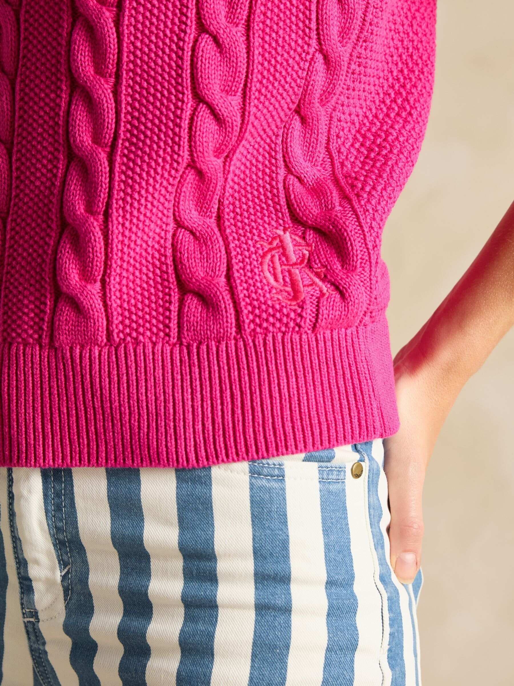 Deuce Pink Cable Knitted Cotton Vest