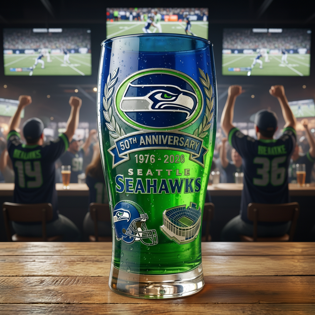 Seattle Seahawks 50th Anniversary Commemorative Glass