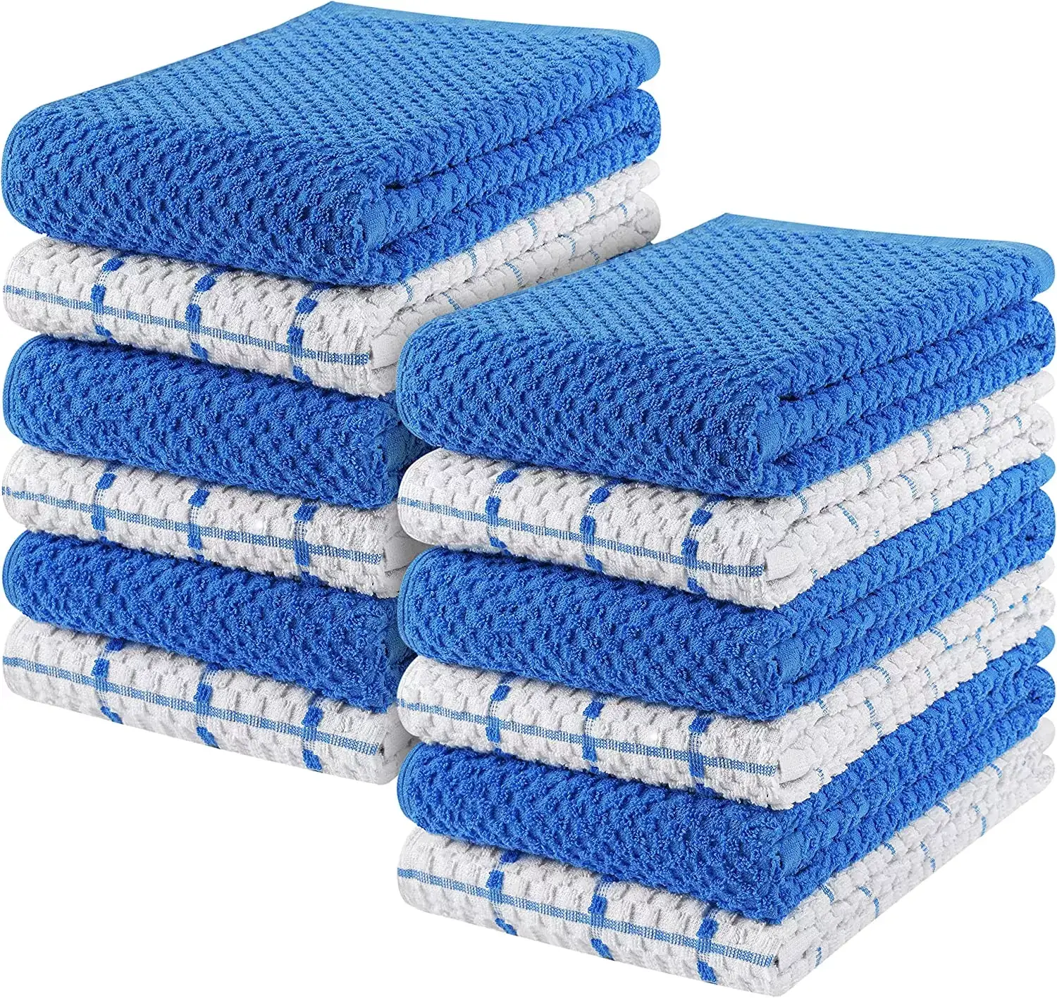 Kitchen Towels 12 Pack, 15 x 25 Inches, 100% Ring Spun Cotton Super Soft and Absorbent Linen Dish Towels, Tea Towels and Bar Towels Set (Black)