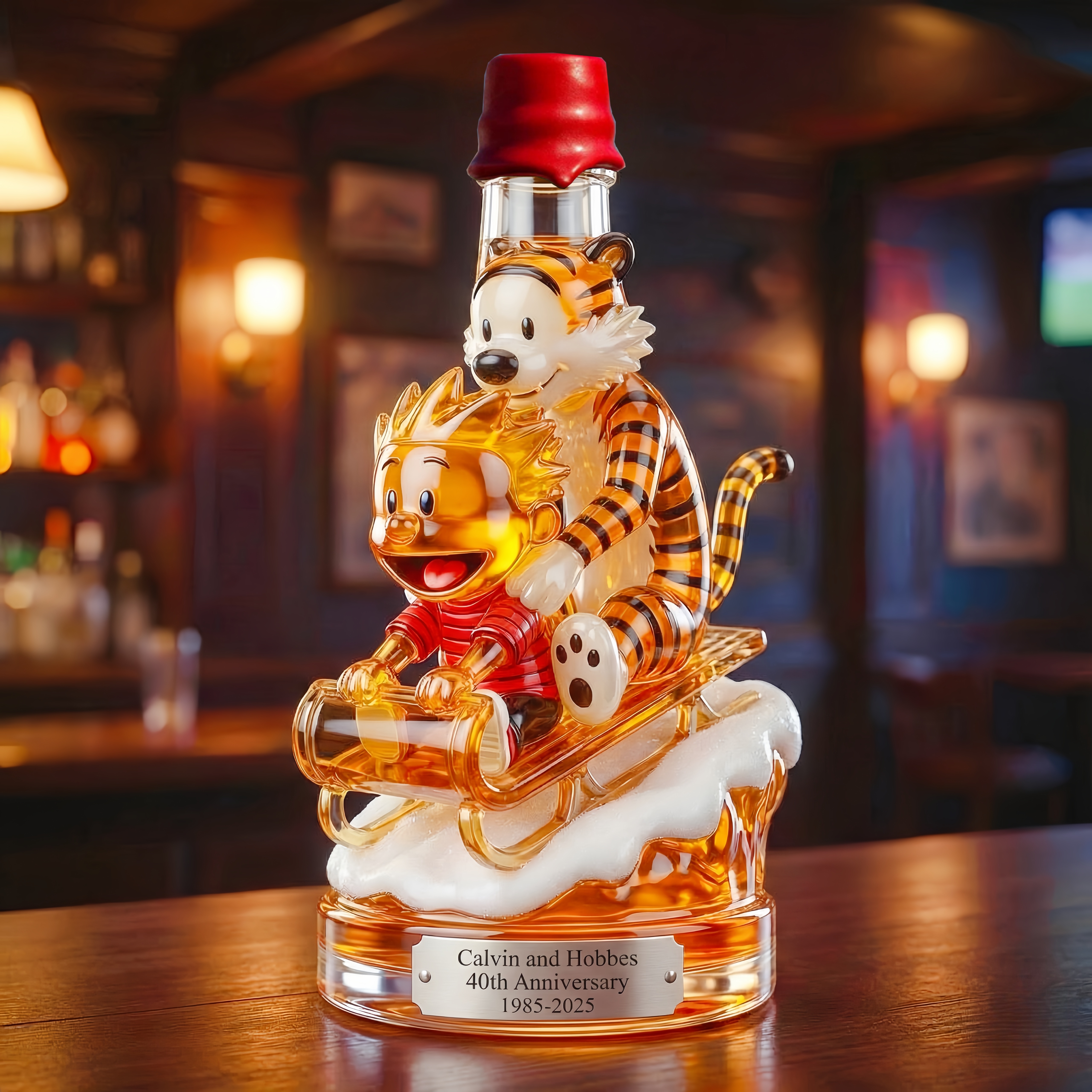 Calvin and Hobbes 40th Anniversary Commemorative Whiskey Bottle