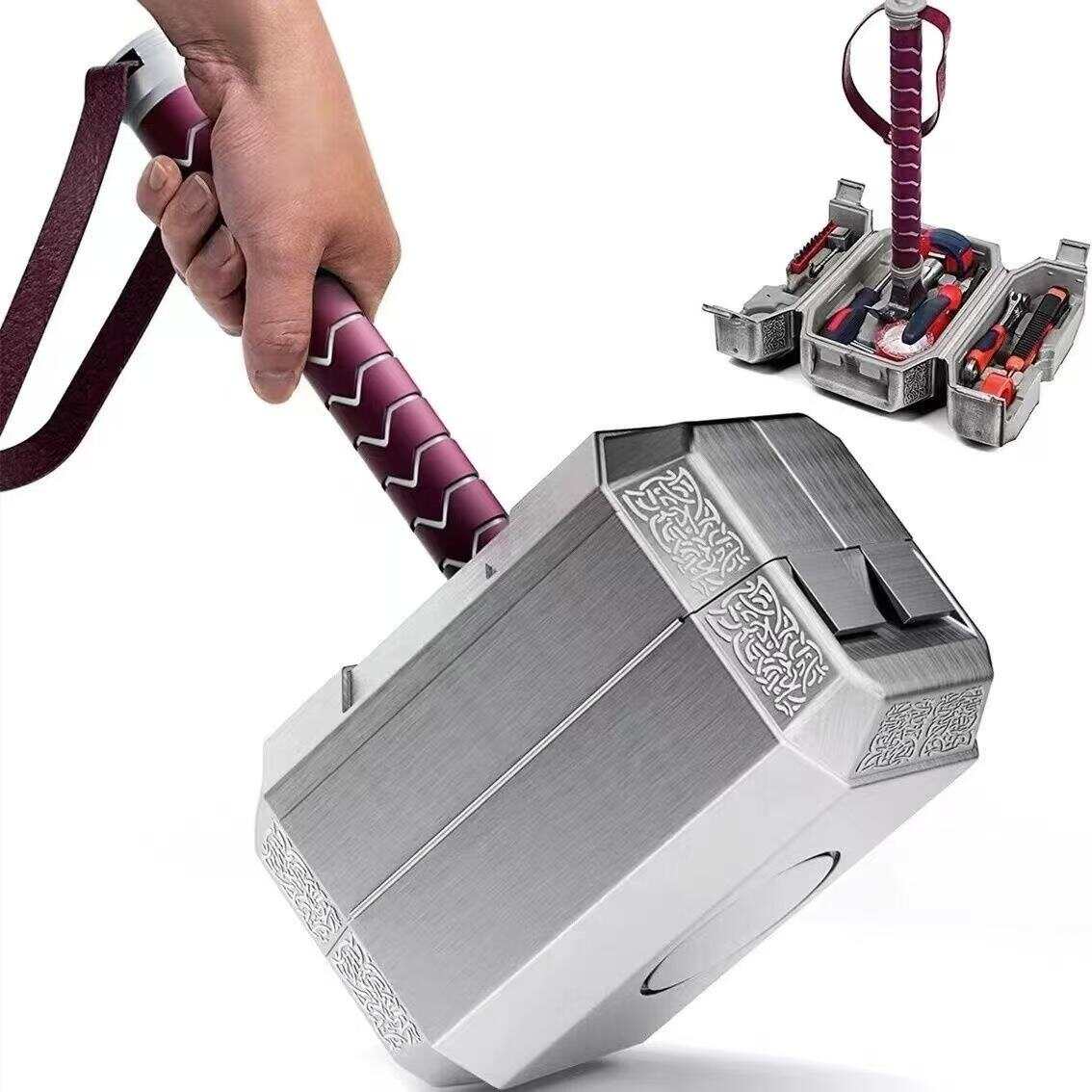 Mjolnir Hammer Shaped Tool Box Complete Repair Hand Tools Kit, Unique Geek Present for Dad Boyfriend Husband