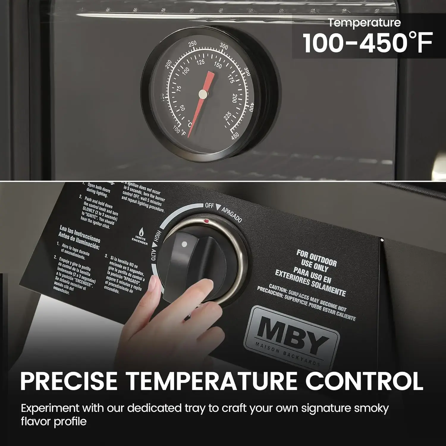 MBY Large Vertical Propane Smoker with Cover & 4 Cooking Grates, Large Cooking Space, Heavy Duty & Weather-Resistant for Outdoor,Smoke Ribs,Brisket,Chicken Grills Meat