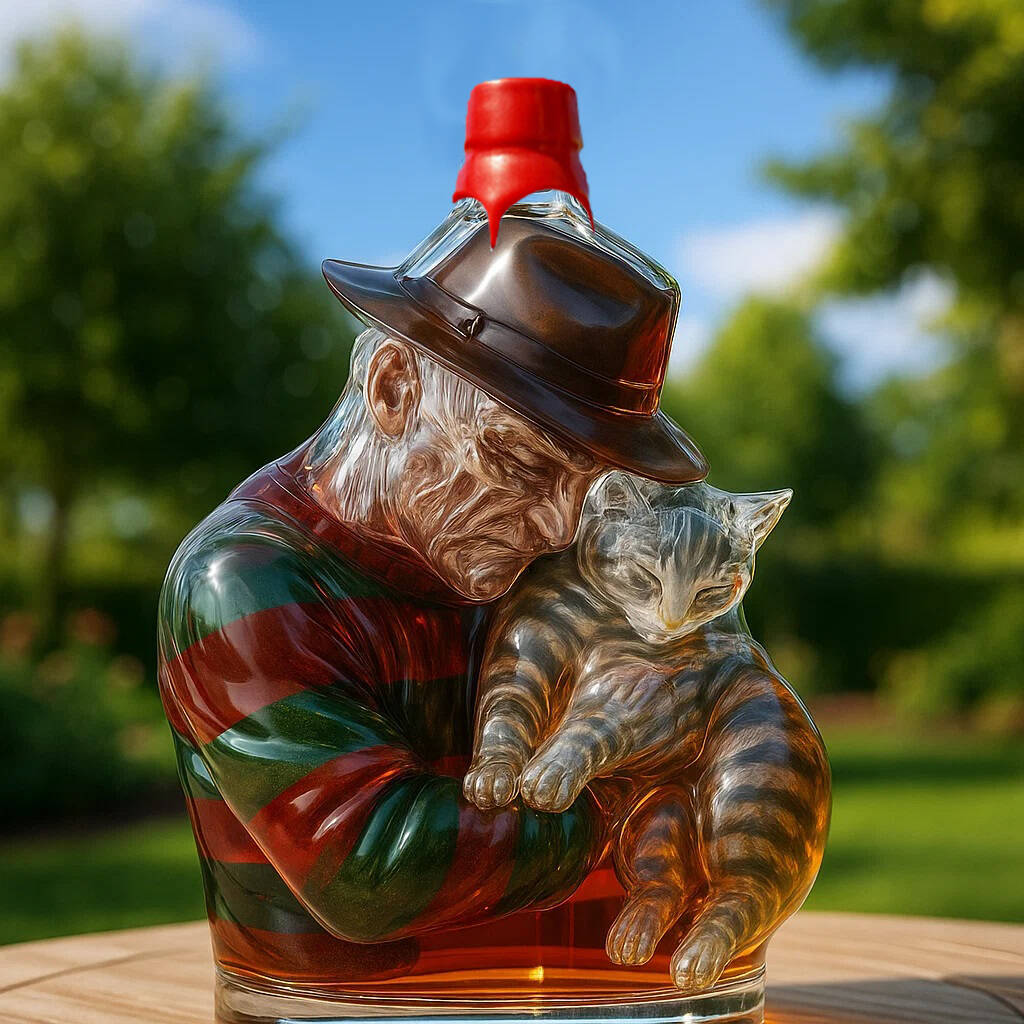 Classic horror movie characters＆Cat Whiskey bottle