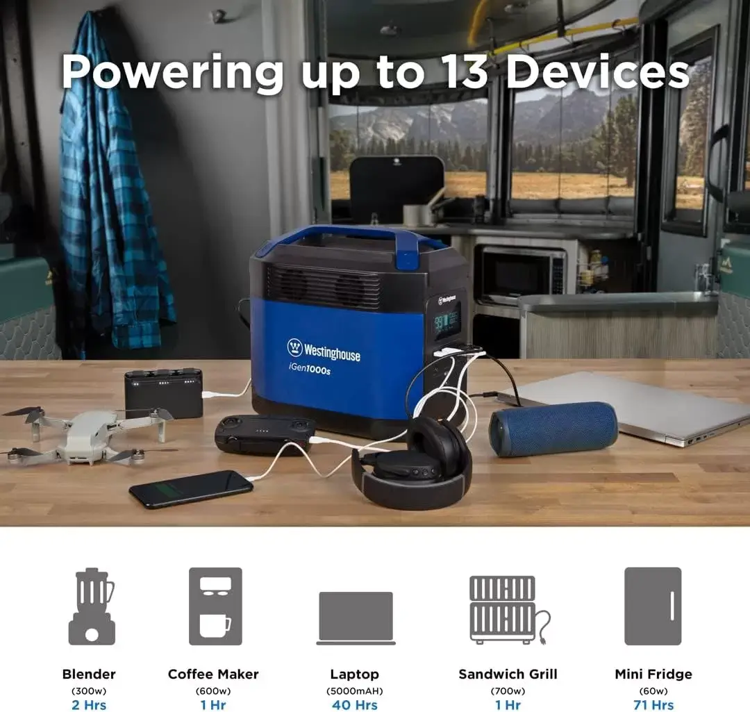 Westinghouse 155Wh 150 Peak Watt Portable Power Station and Solar Generator, Pure Sine Wave AC Outlet, Backup Lithium Battery for Camping, Home, Travel, Indoor/Outdoor Use (Solar Panel Not Included)
