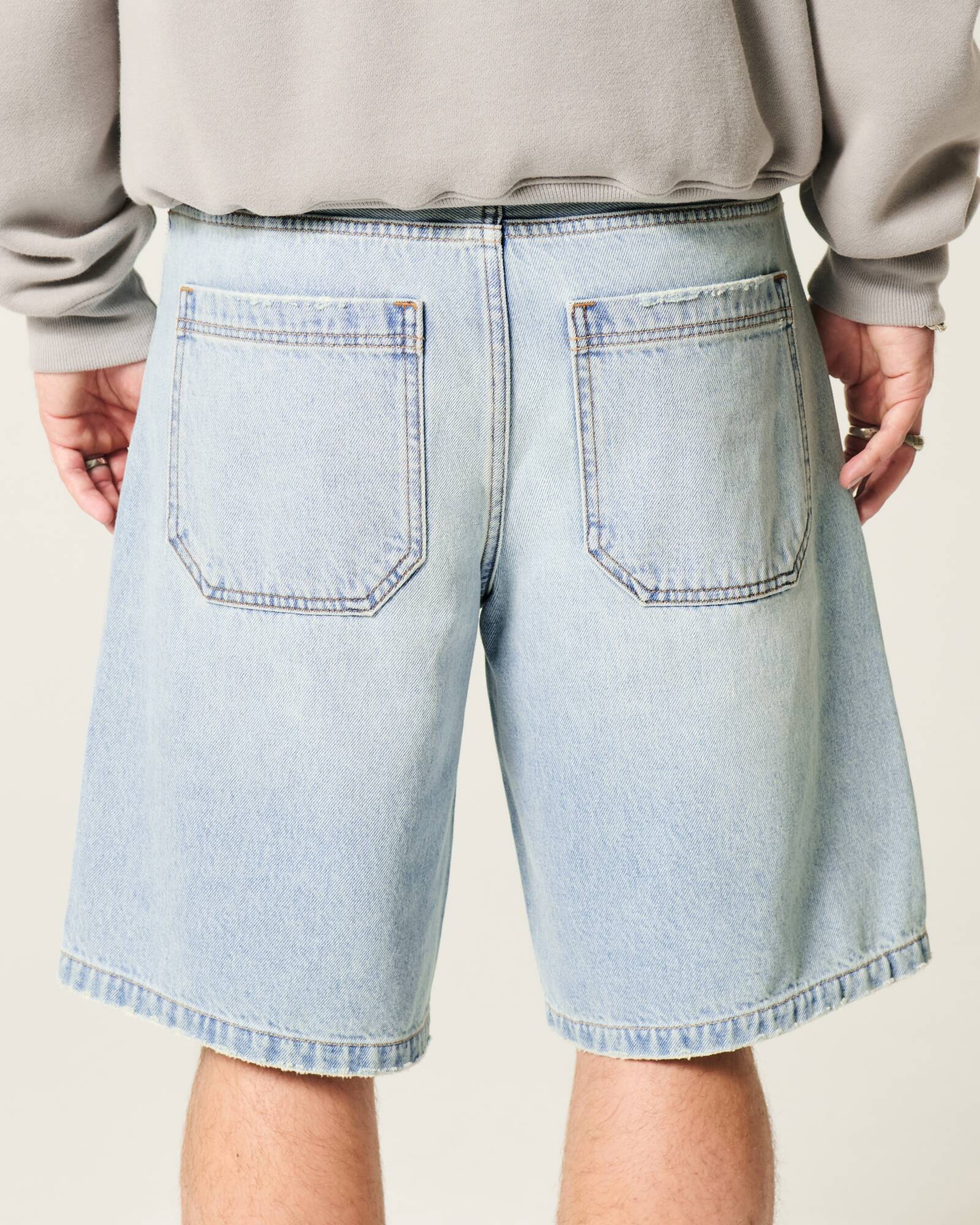 Washed Black Baggy Denim Shorts