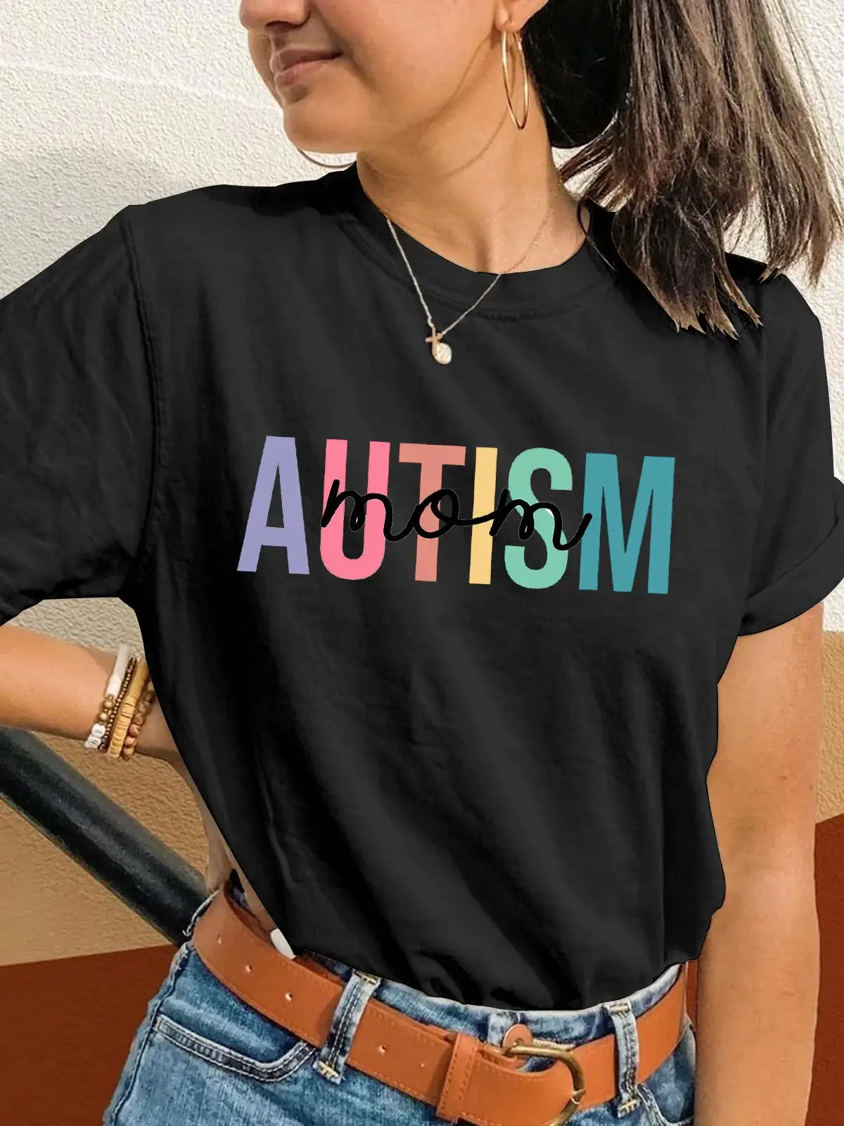 Autism MOM Printing T-shirt