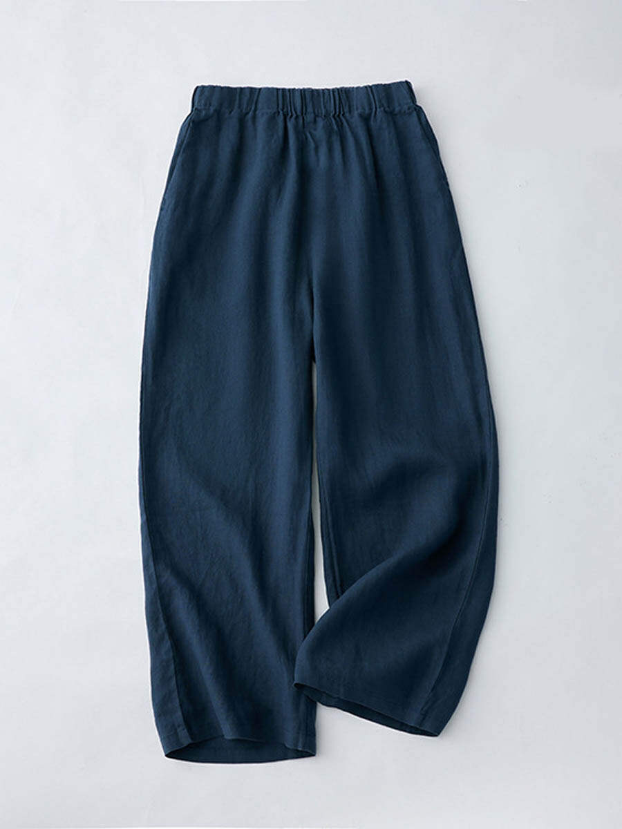 🔥Summer Arrivals🌟Women's Breathable Elastic Pocket Lazy Casual Cotton And Linen Loose Pants