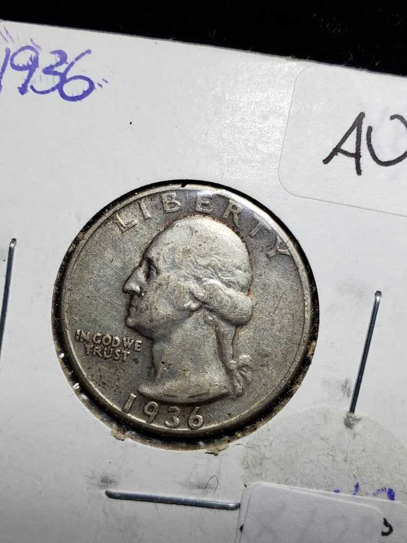 1936 Washington Silver Quarter XF+/ AU  - Key Date   Lot#  842