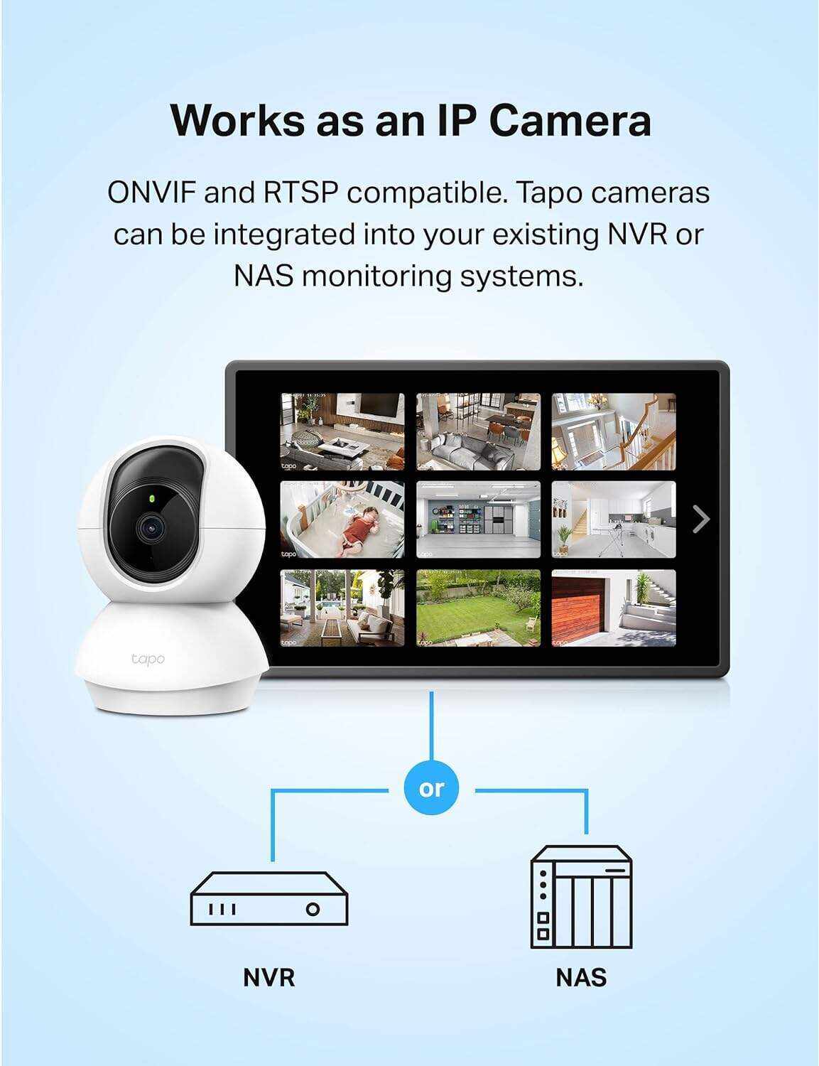 TP-Link Tapo Pan/Tilt Security Camera for Baby Monitor, Pet Camera w/ Motion Detection, 1080P, 2-Way Audio, Night Vision, Cloud & SD Card Storage, Works with Alexa & Google Home (Tapo C200)