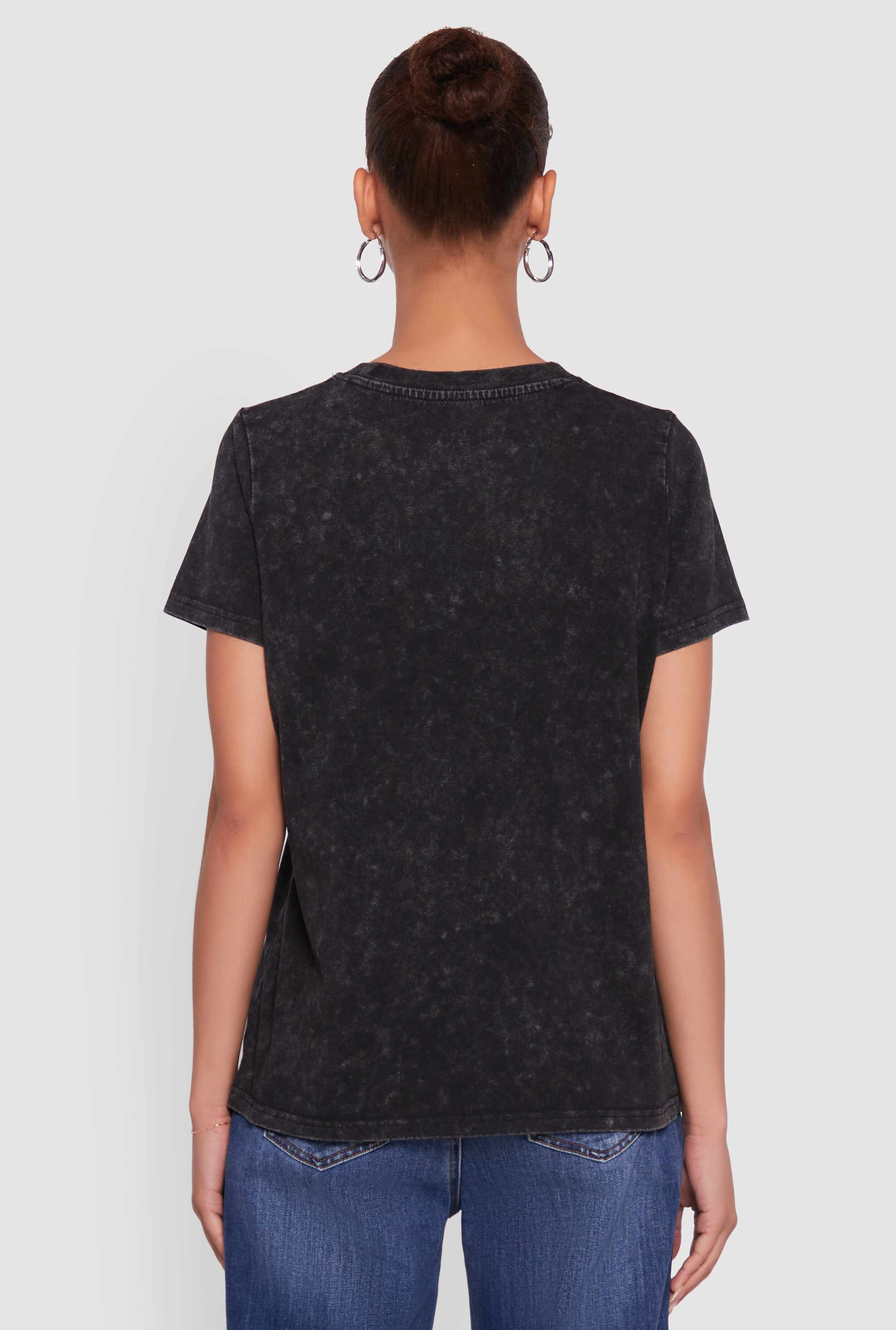 Acid Wash Fancy Bow Graphic Tee