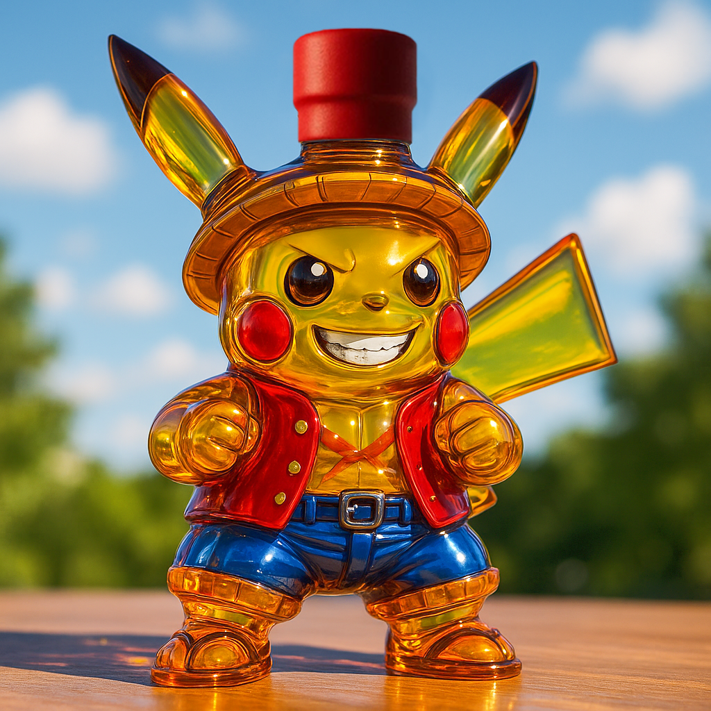Luffy × Pikachu Whiskey Bottle