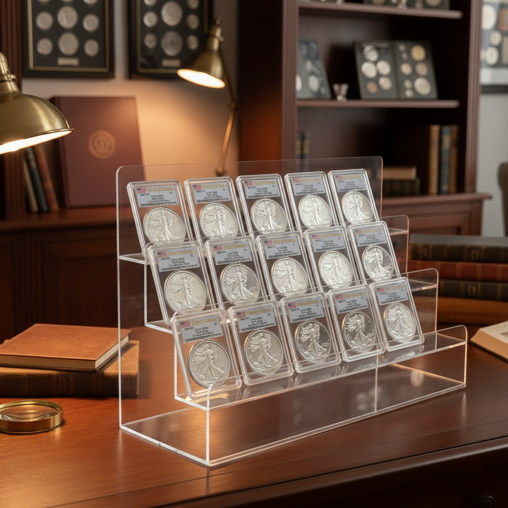 Acrylic Coin Display Stand – 3-Tier Showcase for Collectibles