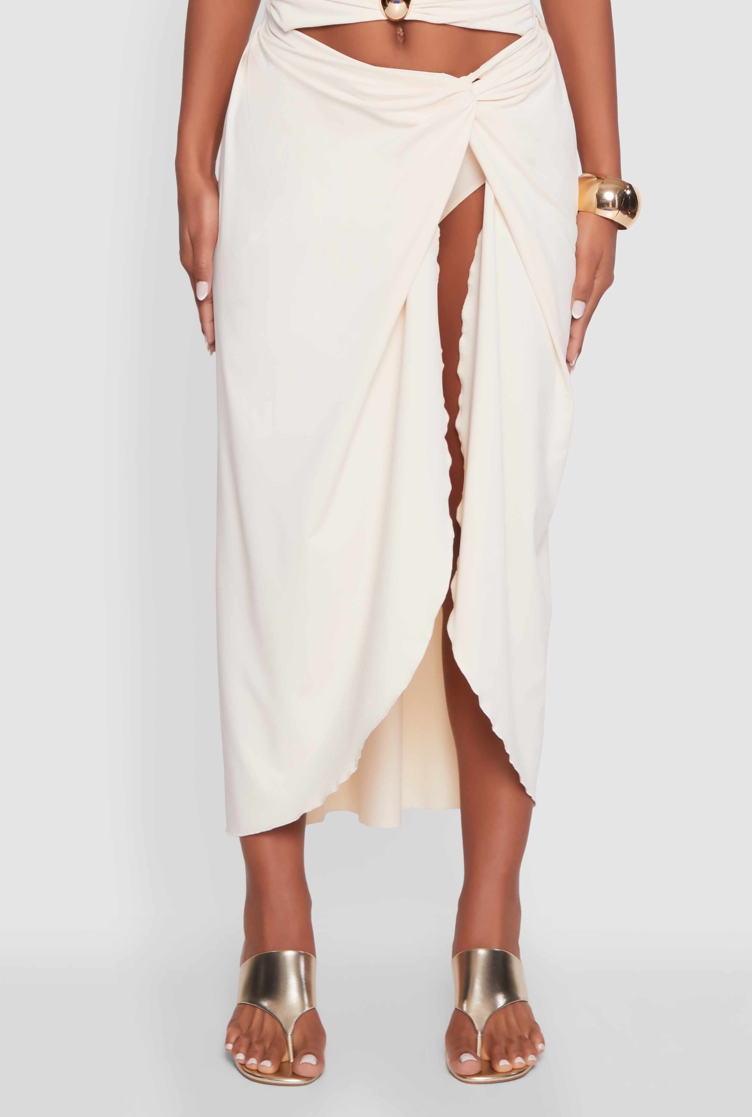 Twist Front Tulip Swim Skirt