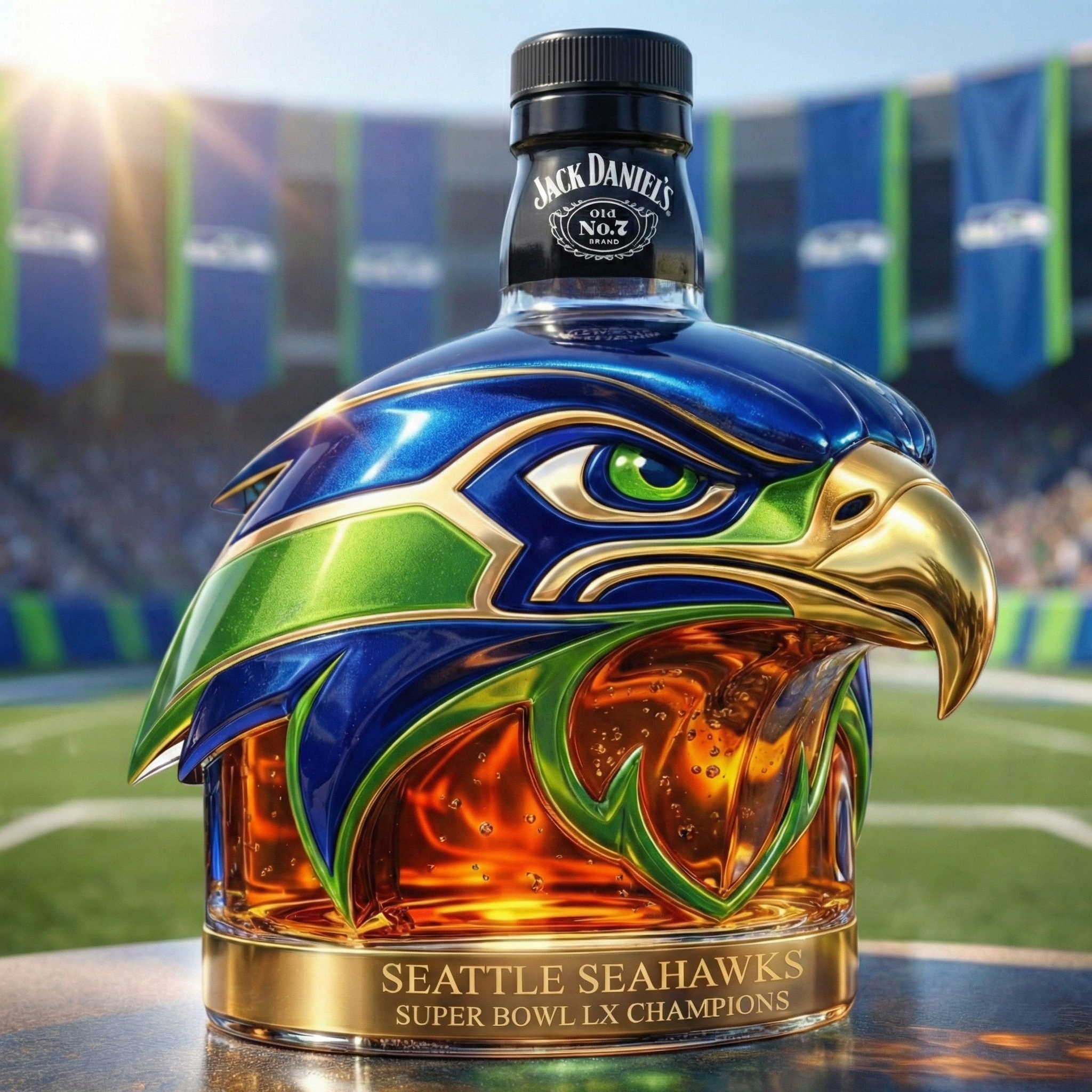 Seattle Seahawks Super Bowl LX Champions Whiskey Bottle