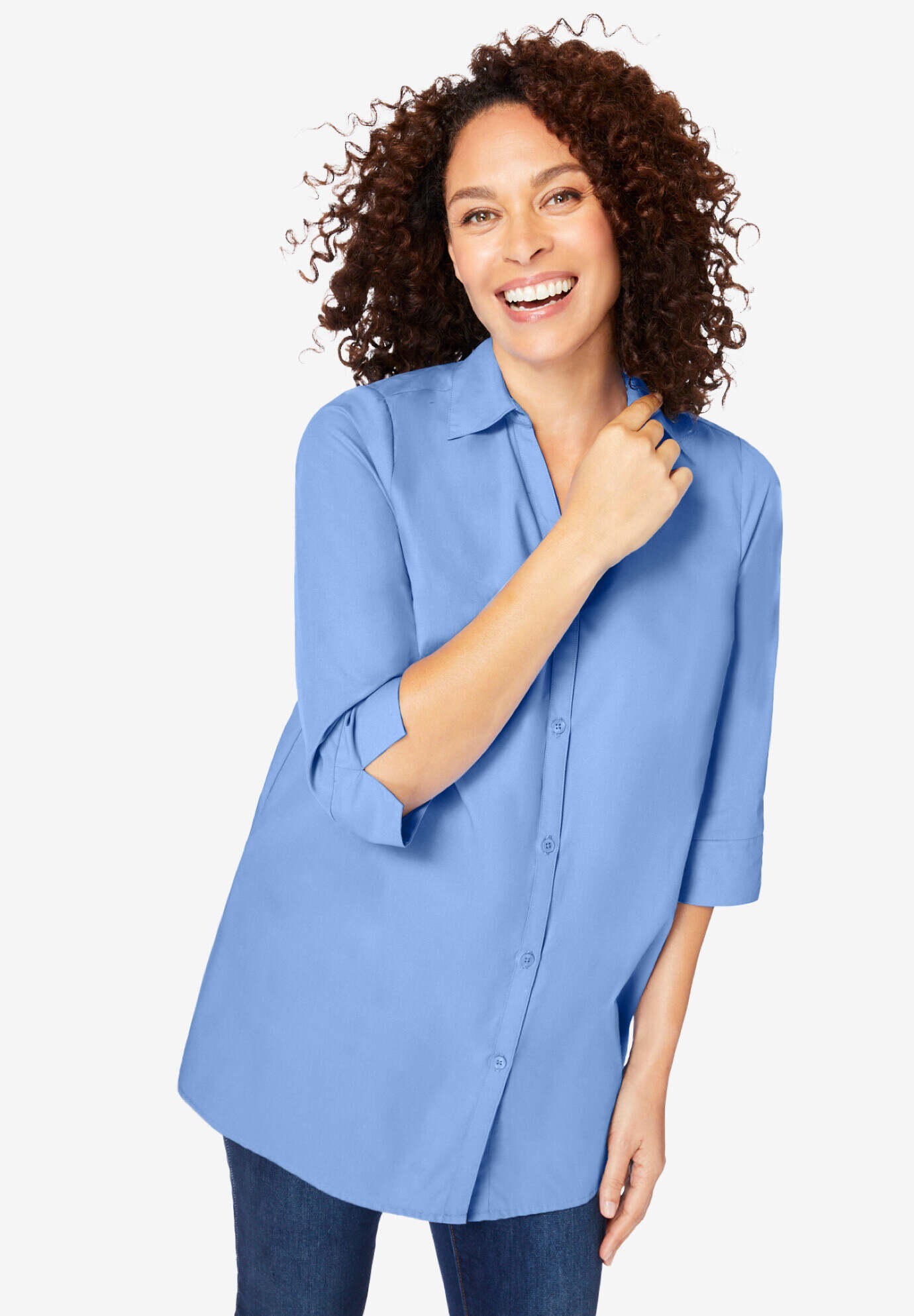 Perfect Three-Quarter Sleeve Back Pleat Shirt