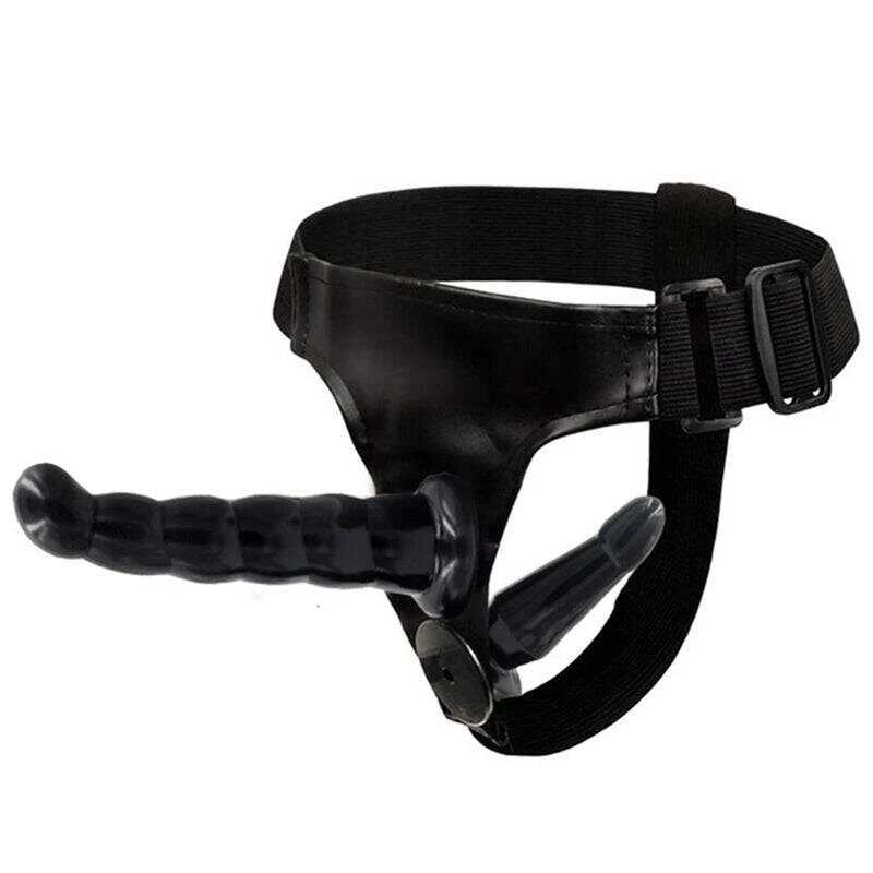 Double Penis Realistic Dildo Vibrator: Ultra Elastic Strap-On Harness for Women - Adult Sex Toy for Lesbians