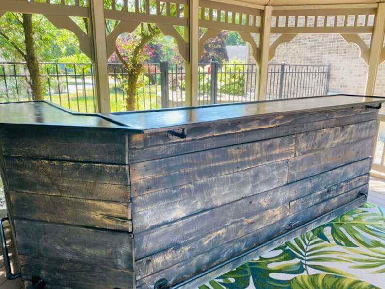 L Diagonal Shaped Home Bar-Indoor or Outdoor Use-Wood Bar-Home Bar-Mancave Bar-Custom Bar-Indoor Bar-Outdoor Bar-