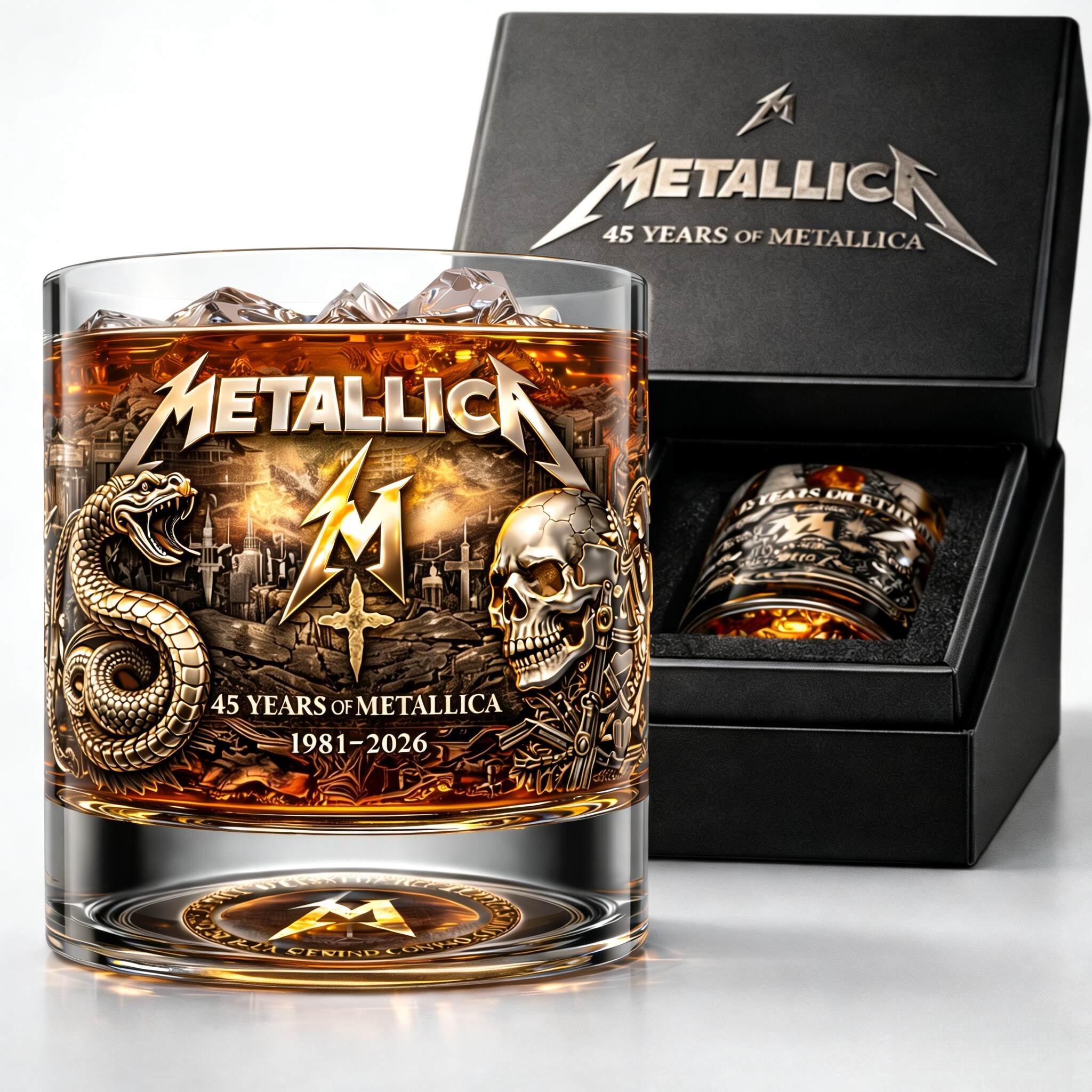 Metallica 45th Anniversary Whiskey Glass