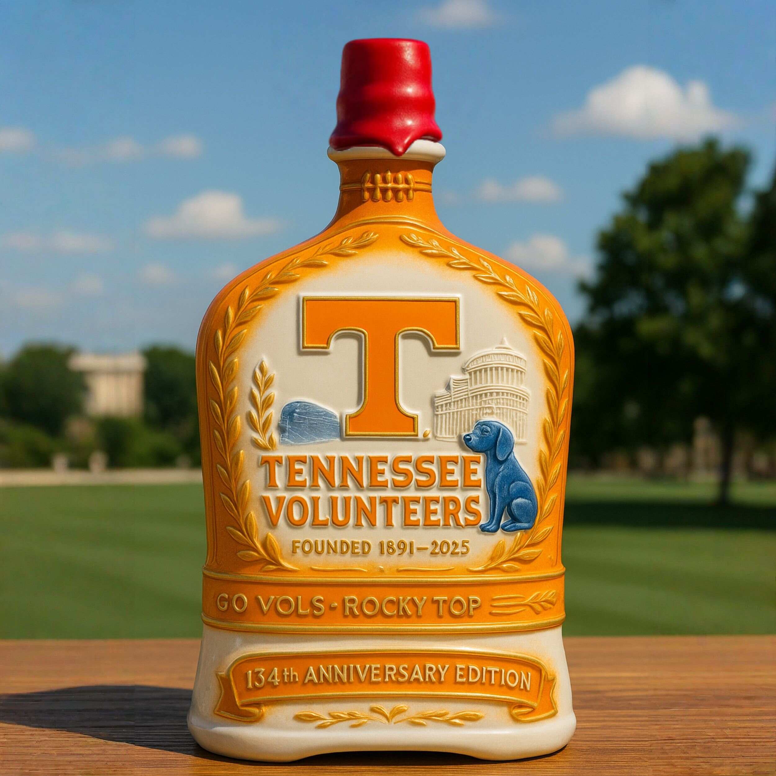 Tennessee Volunteers 134th Anniversary Whiskey Bottle