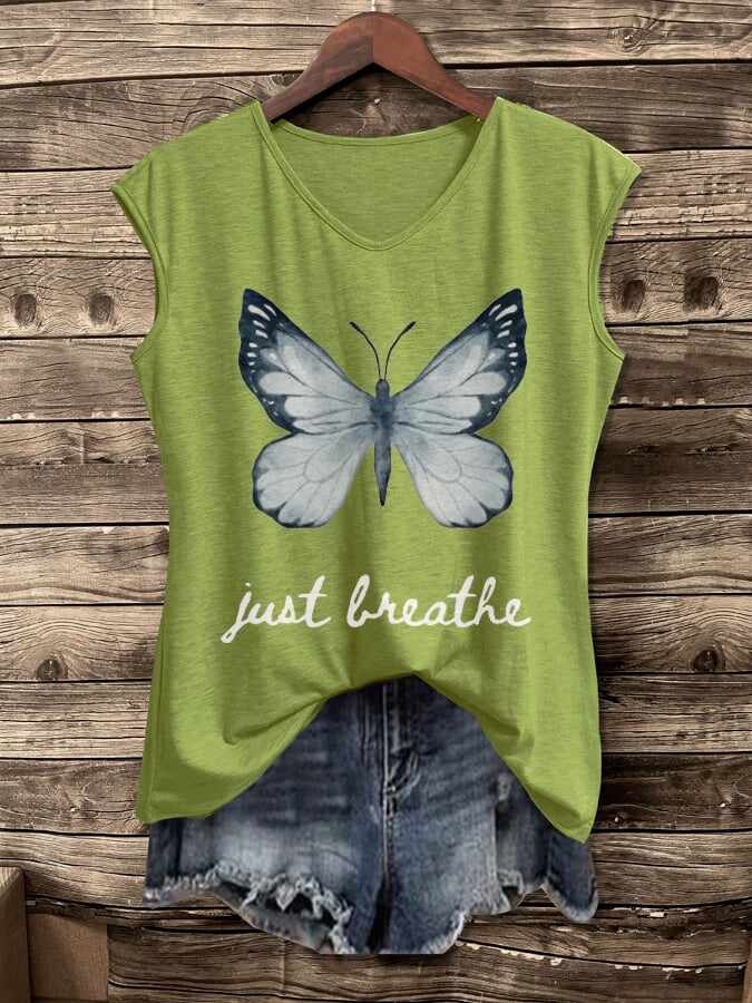 Women's Just Breathe Butterfly Print Vest