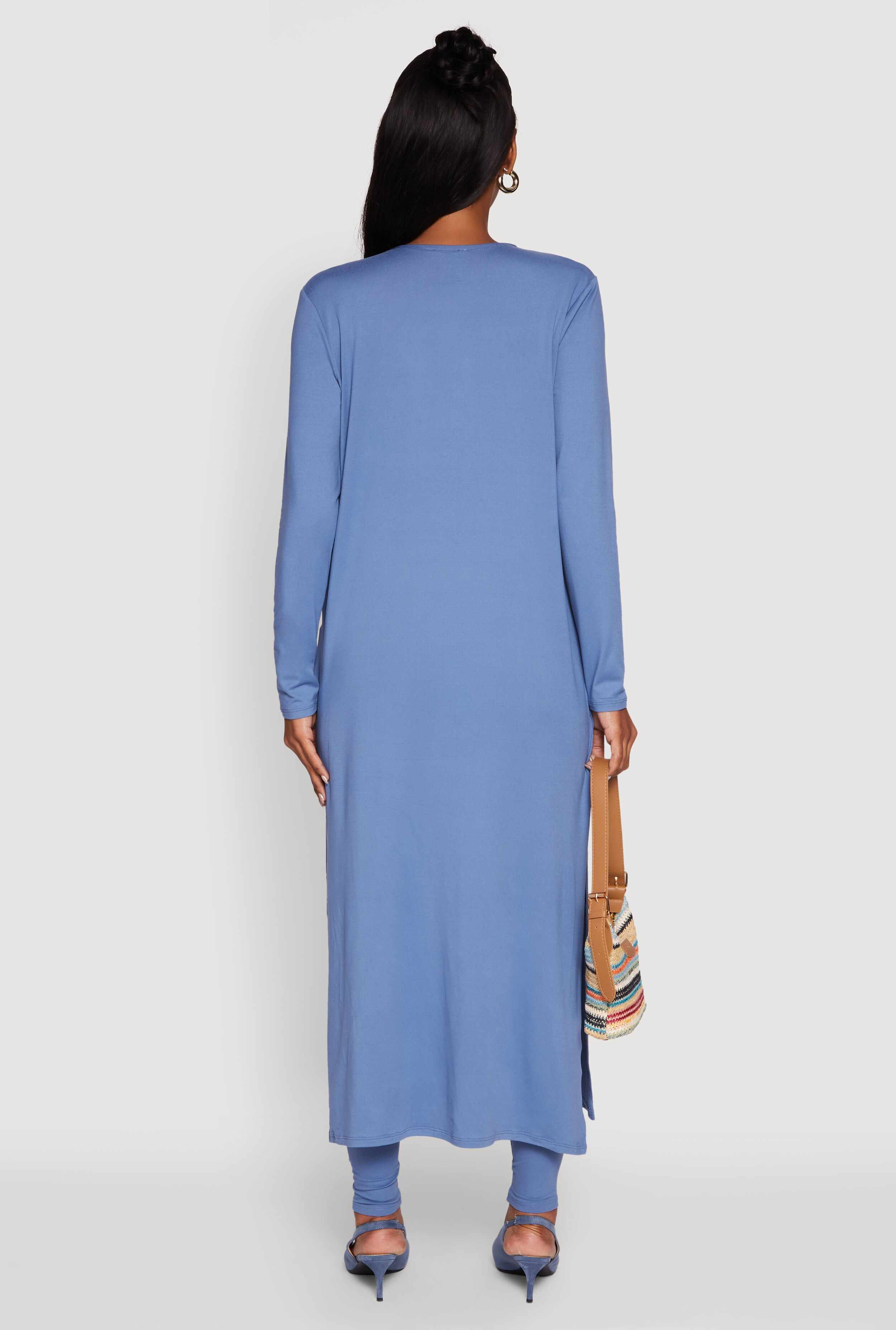 Long Sleeve Side Slit Maxi Duster
