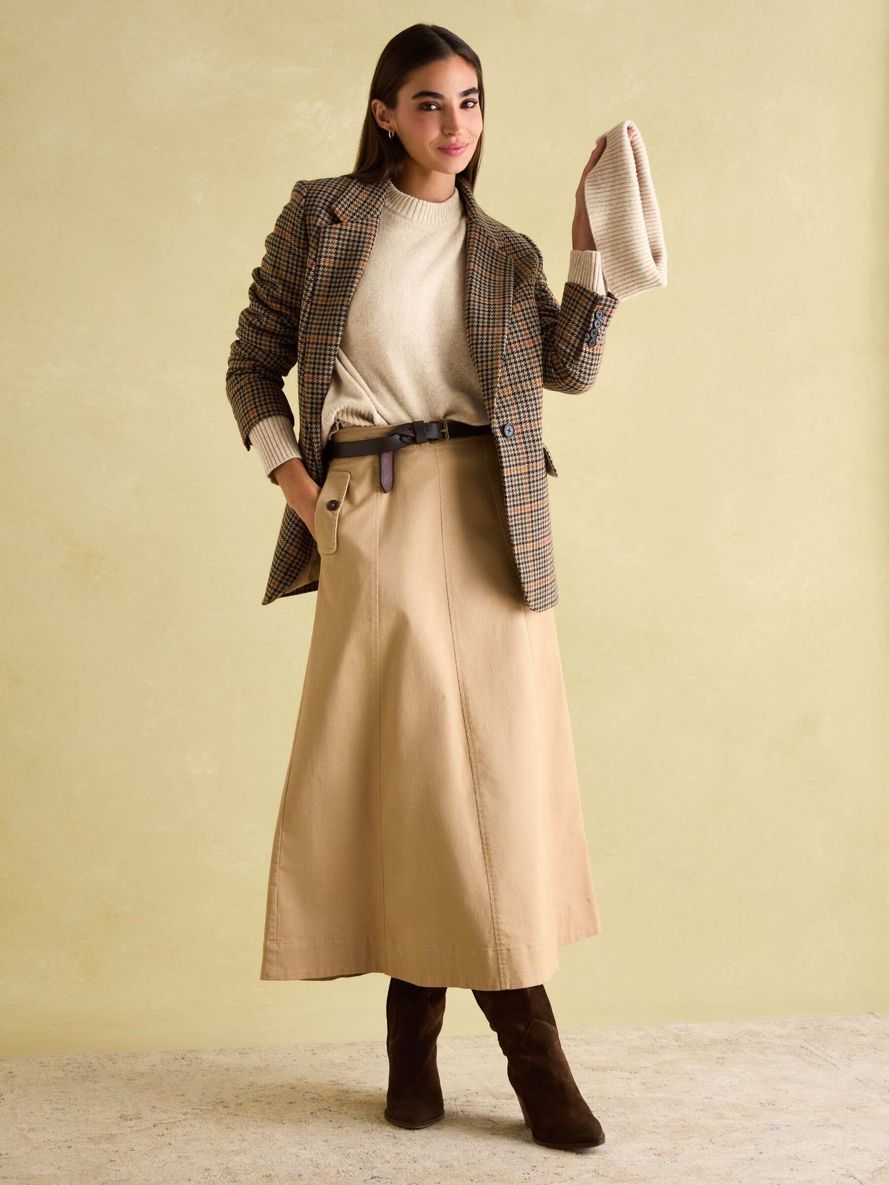 May Oatmeal Merino Wool Jumper with Detachable Roll Neck