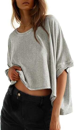 🔥 Last Day For Clearance!Summer Shirts 2026 Womens Solid T Shirts for Women Loose Oversized Tops Basic Tee