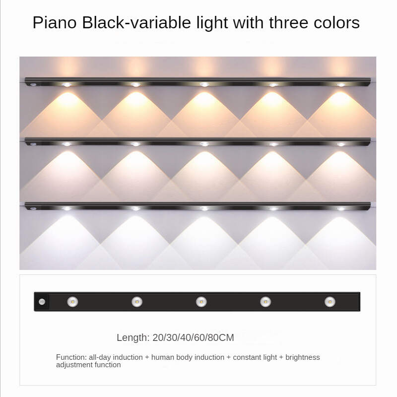 1pc Ultra-thin LED Human Body Sensor Light Rechargeable Cabinet Light Strip