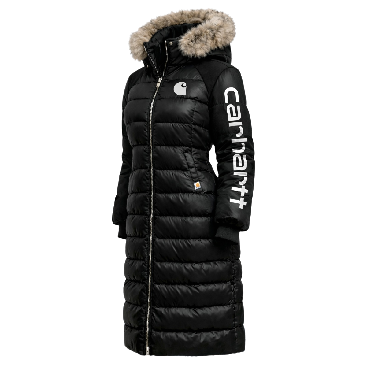 Retro Women's Color Block Patchwork Fur Collar Stand Collar Long Hooded Coat