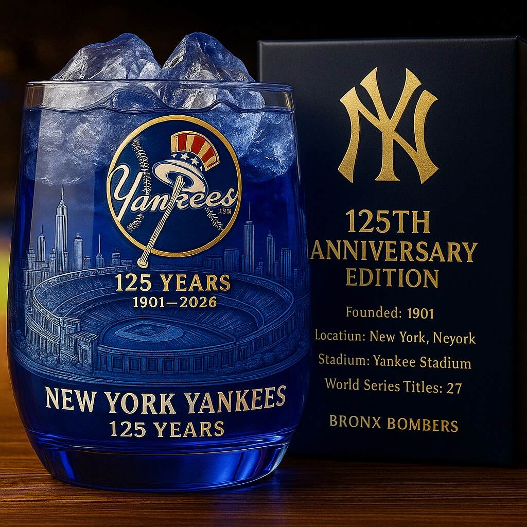 New York Yankees 125th Anniversary Rocks Glass