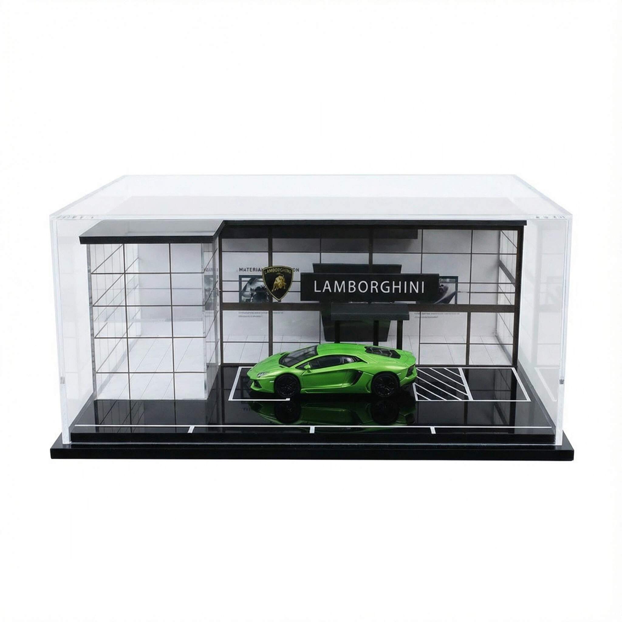 1:64 Scale Supercar Showroom Diorama Display Case – Modern Dealership Scene for Diecast Cars
