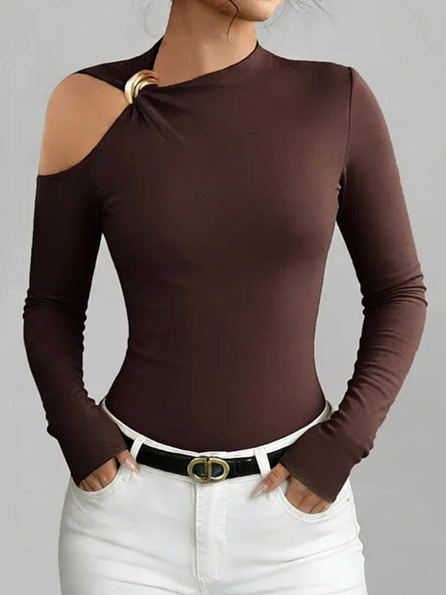🔥Summer Arrivals🌟Women's Solid Color Stand Collar Long Sleeve Casual Loose Stretch Top