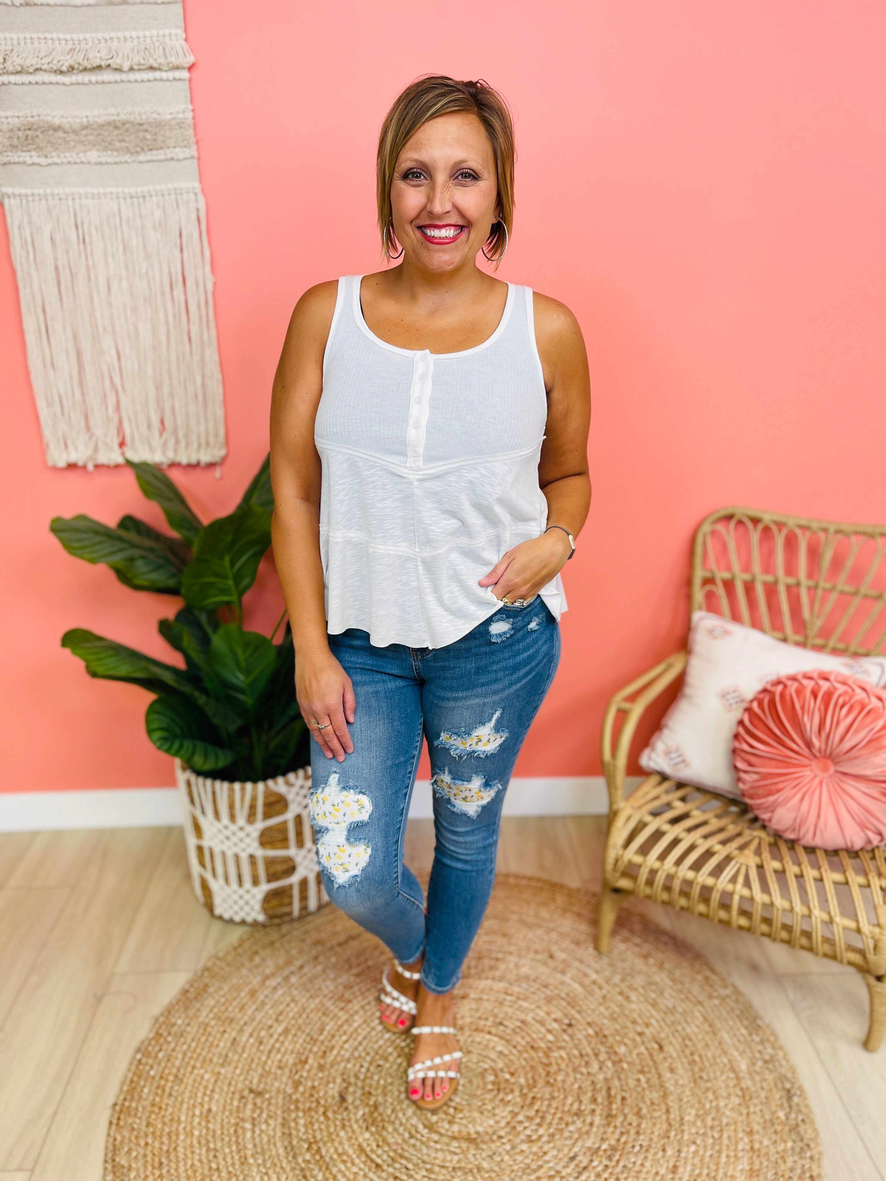 PLUS/REG You're My Main Squeeze Lemon Patch Skinny Jeans