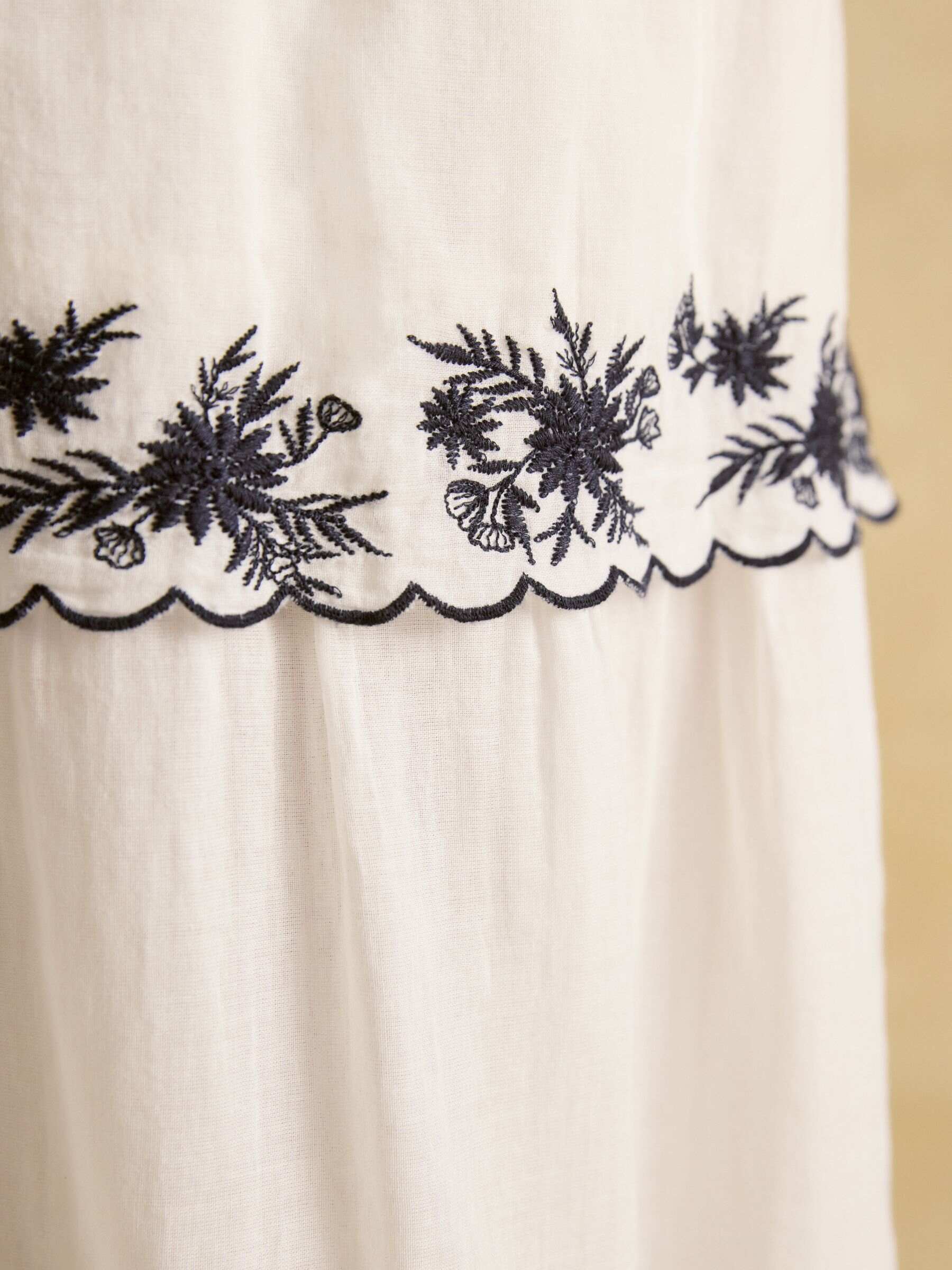 Tiered Cream Midi Skirt